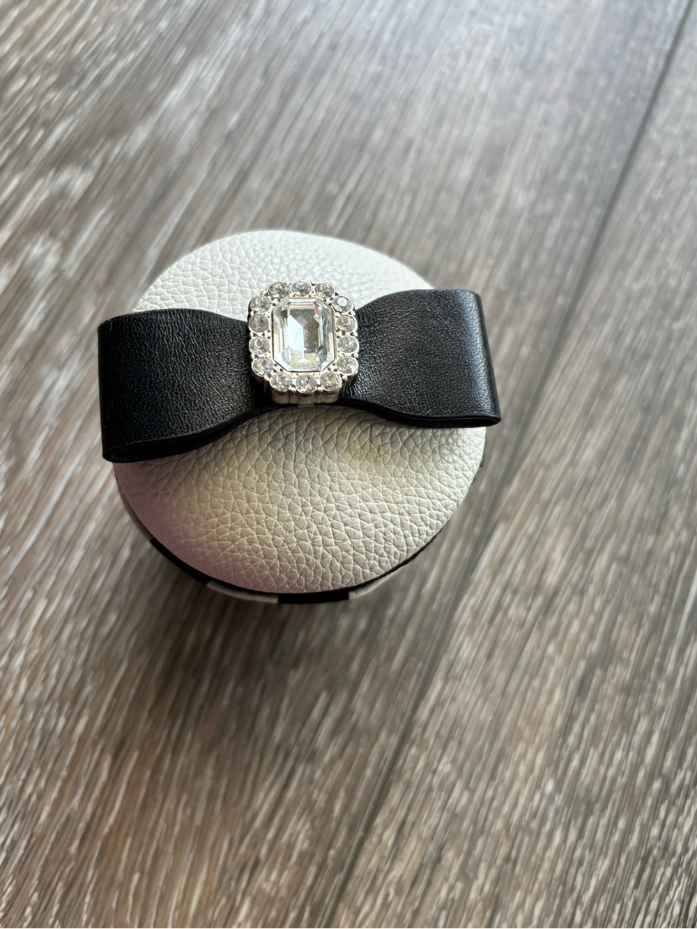 Brighton Black Bow Ring with Clear Crystal Cluster